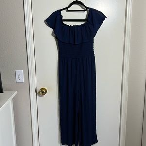 BCX Women’s Off The Shoulder Navy Blue Romper Jumpsuit